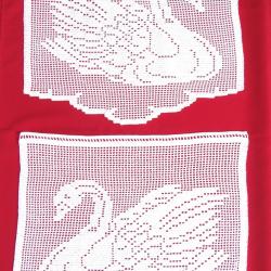 Grands cygnes blanc , rideaux brise-vue en coton blanc. Crochet fait main.