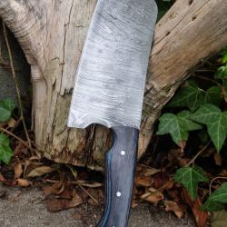 Couteau De Cuisine Couperet Style Serbe Lame Acier Damas 256 Couches Manche Bois Smoke Fab Artisan