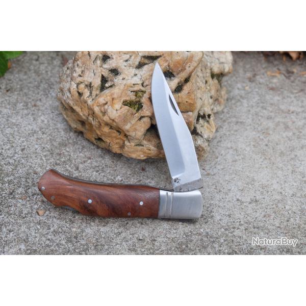 Couteau de Grand P�re Le Robuste Lame Acier Inox Manche Bois Fabric Artisanale Lockback