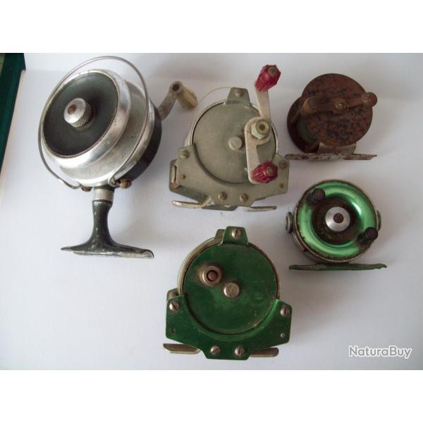 p�che lot 5 moulinets ancien collection