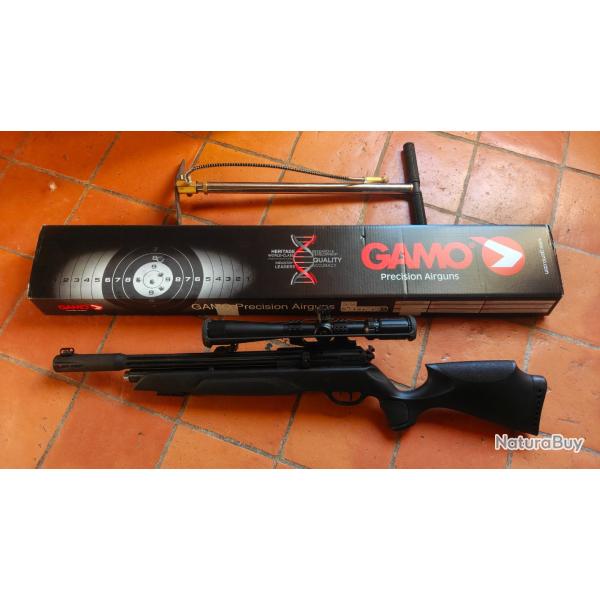 Gamo arrow 4.5mm 19j + kit + pompe + lunette 8x32 BAS comme neuve