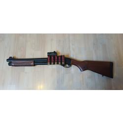 Pompe spring hopup r&eacute;glable custom wood + red dot + 6 cartouches