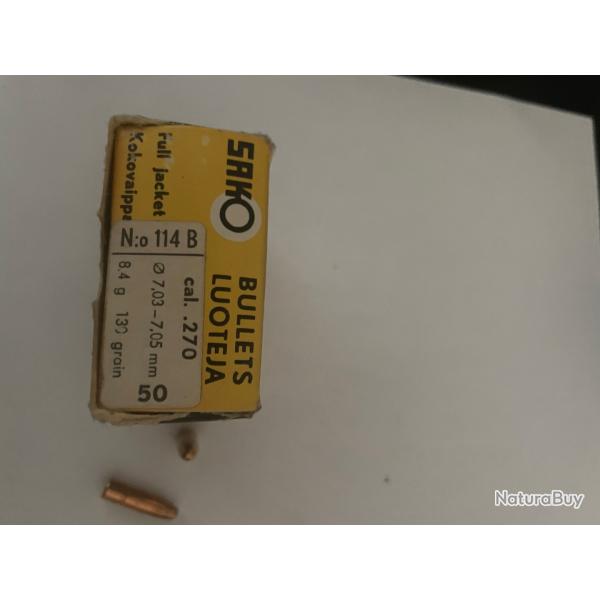ogives Sako en 270 Win 130grs FMJ