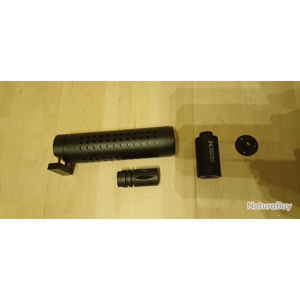 Traceur X CORTECH XT 301 MK2 + silencieux QD et son cache flamme birdcage.