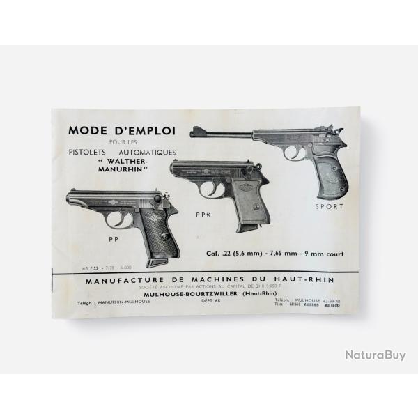 Notice WALTHER MANURHIN - PP / PPK / SPORT