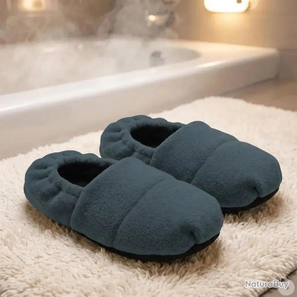 Chaussons Chauffants Femme Gris - Confort Textile Basse Tige 41 / 45
