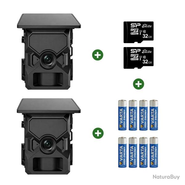 Cam�ra Solaire 4K avec �cran IPS 2 Pouces + 8 piles + 2 cartes SD 32Go
