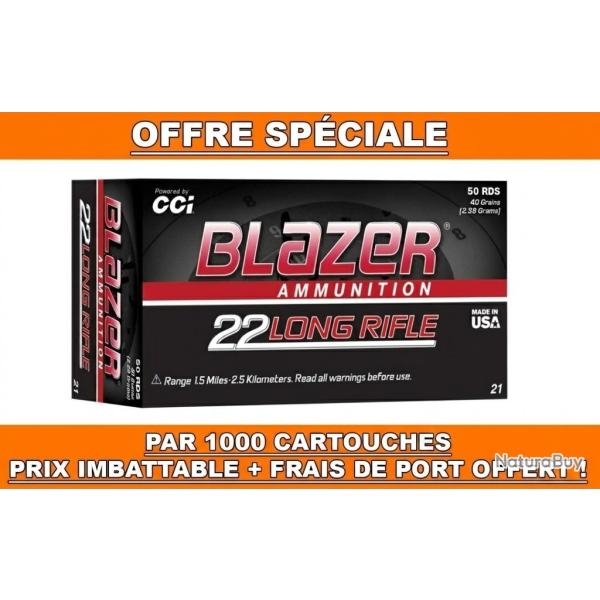 IMBATTABLE ! 1000 CARTOUCHES CCI BLAZER CAL.22LR 40GR