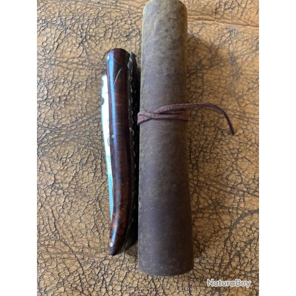 Beau laguiole d artisan Foulquier cr�ation plein manche loupe de bois de fer d Arizona