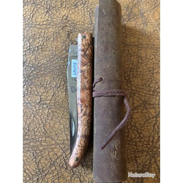 Superbe laguiole d artisan Foulquier cr�ation plein manche loupe d olivier