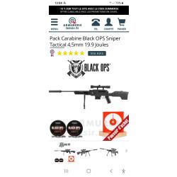 Carabine &agrave; plomb Black OPS Sniper Tactical, calibre 4,5 mm, avec une puissance annonc&eacute;e de 19,9 joul