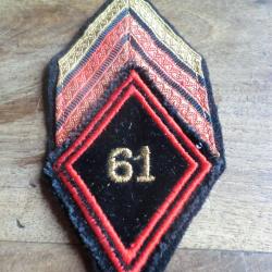 insigne tissu losange de bras 61&deg; r&eacute;giment du g&eacute;nie
