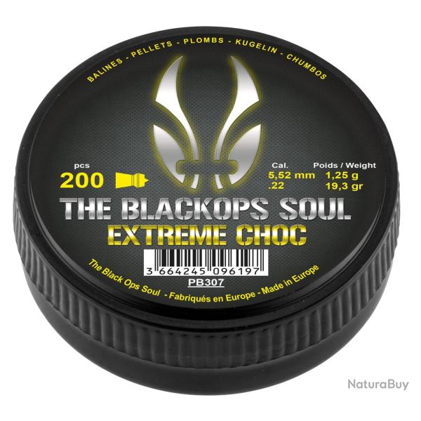 Boite de 200 plombs Black ops extreme choc cal. 5.5mm