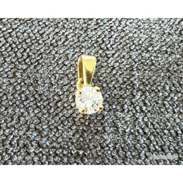 Pendentif or massif 18 carats - strass