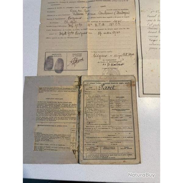 Archive d'un poilu de Verdun, r�sistant F.F.I. : parcours 1914-1944 (livret militaire, citation, Aus