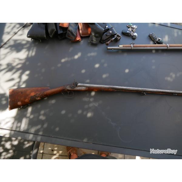 Fusil de chasse � percussion "ALBAIN DUC" avec sa baguette, fonctionnel