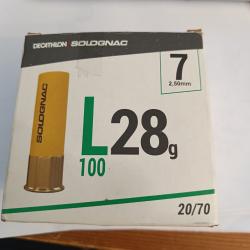 Vends 50 cartouches SOLOGNAC L100 28gr calibre 20/70 N&deg;7
