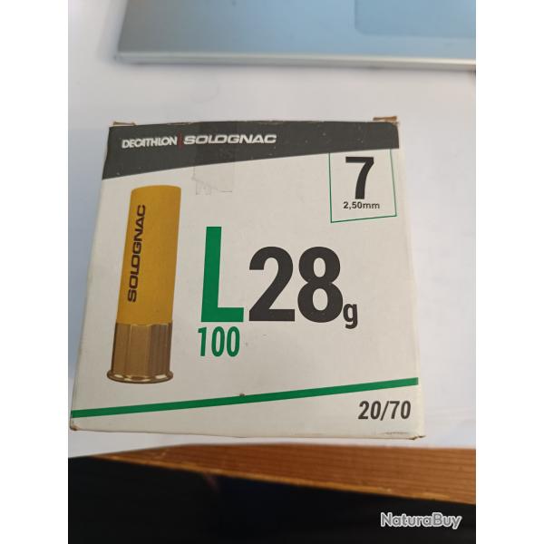 Vends 50 cartouches SOLOGNAC L100 28gr calibre 20/70 N�7