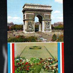 paris l'arc de triomphe de l'&eacute;toile , tombe fleurie du soldat inconnu  cpm