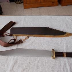 COLD STEEL DAMASCUS LONG SAX / ACIER DAMAS/SCRAMASAXE CELTE/ VIKING/CS88HVA/DAMASCUS