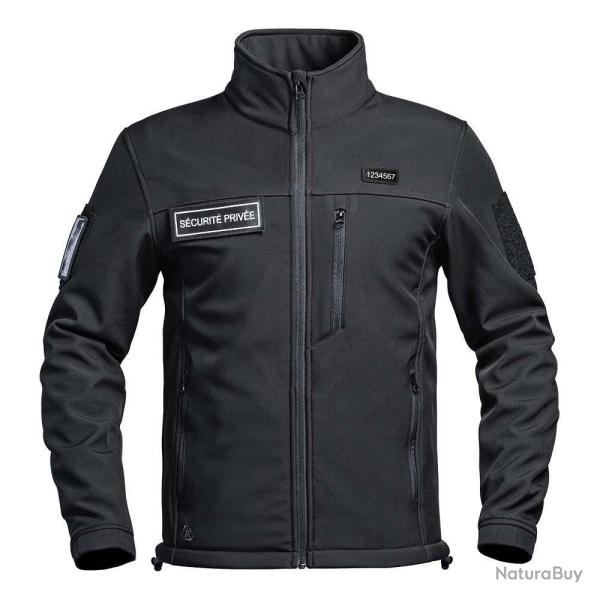 Op� Tactique !! Veste Softshell S�CU-ONE flap S�curit� Priv�e  Noir Taille M