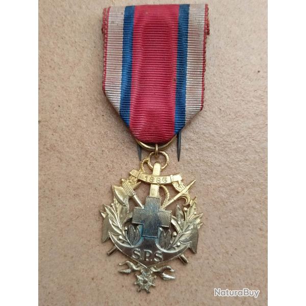 MEDAILLE DE LA SOCIETE DES SAUVETEURS PARISIENS S.P.S DATEE 1886 RUBAN BLEU BLANC ROUGE