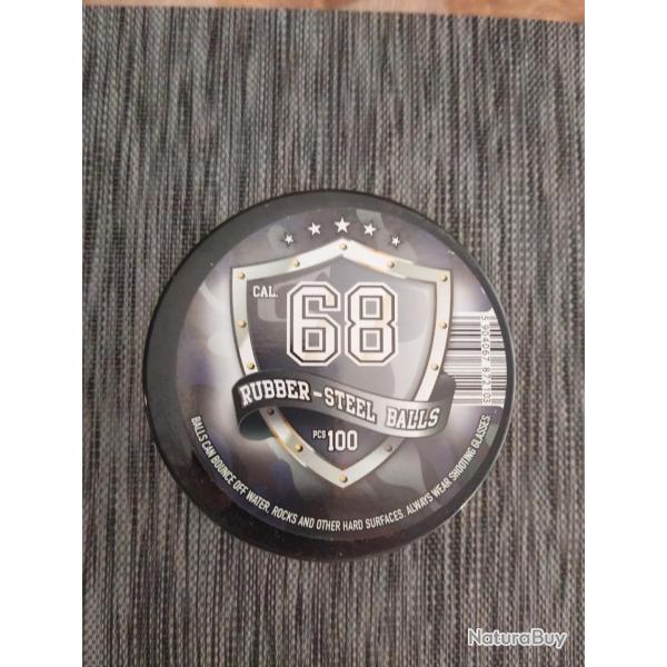 Billes de D�fense Rubber Ball Caoutchouc M�tal - Bo�te de 100 Billes - 68