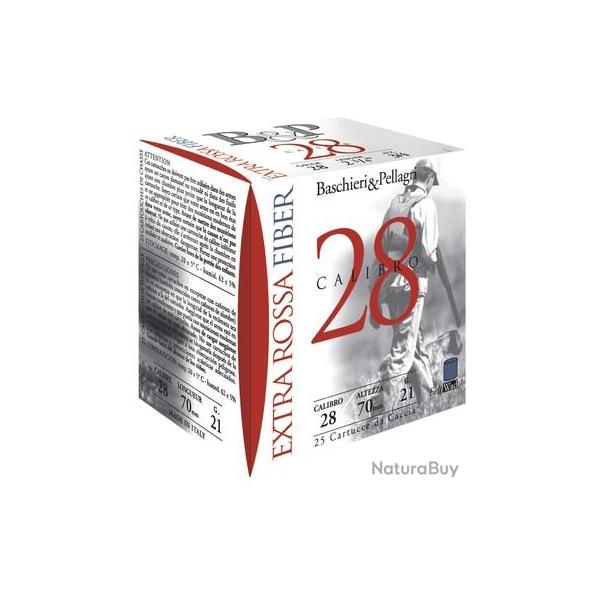 Boite de 25 Cartouches B&P Extra rossa 28 fiber cal.28/70mm N�6 21G bourre grasse