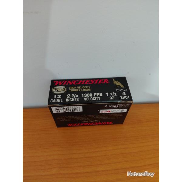 10 CARTOUCHES WINCHESTER SUPREME DOUBLE X TURKEY,12/70, 42G, N� 4