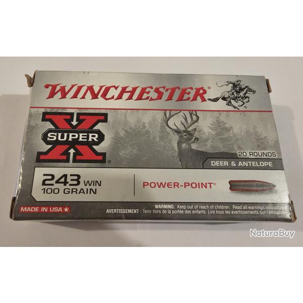 Balles Winchester power point 243 Win 100 grains