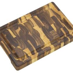 Planche &agrave; d&eacute;couper Billot Teck bois de bout Stolf supreme 30X20X3.2cm