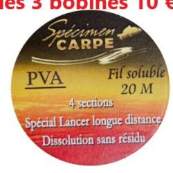 lot de 3 bobines de fil soluble SPECIMEN CARPE 20m