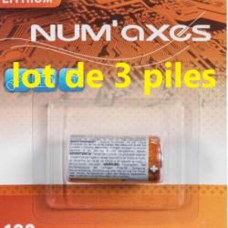 lot de 3  Piles NUM'AXES CR123 Lithium 3V