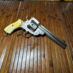 SUPERBE GROS REVOLVER TYPE SMITH WESSON TOP BREAK LUXE GRAVURE OS CALIBRE 44