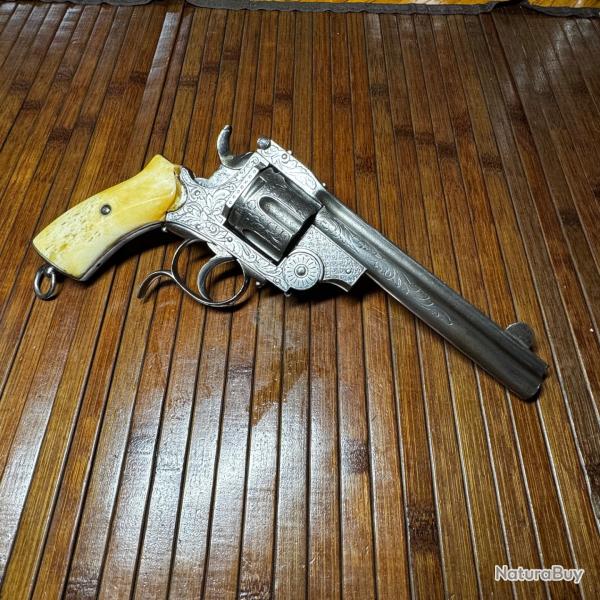 SUPERBE GROS REVOLVER TYPE SMITH WESSON TOP BREAK LUXE GRAVURE OS CALIBRE 44