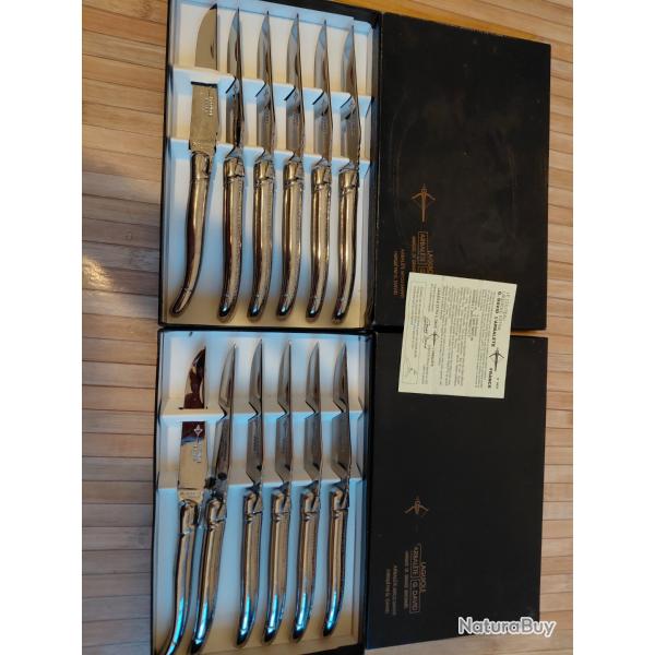 2 coffrets de 6 couteaux laguiole David arbal�te