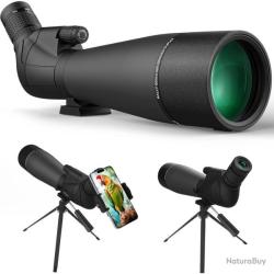 Longue Vue 25-75x100 HD BAK4 FMC avec Tr&eacute;pied Adaptateur Smartphone et Sac de Transport Chasse Obser
