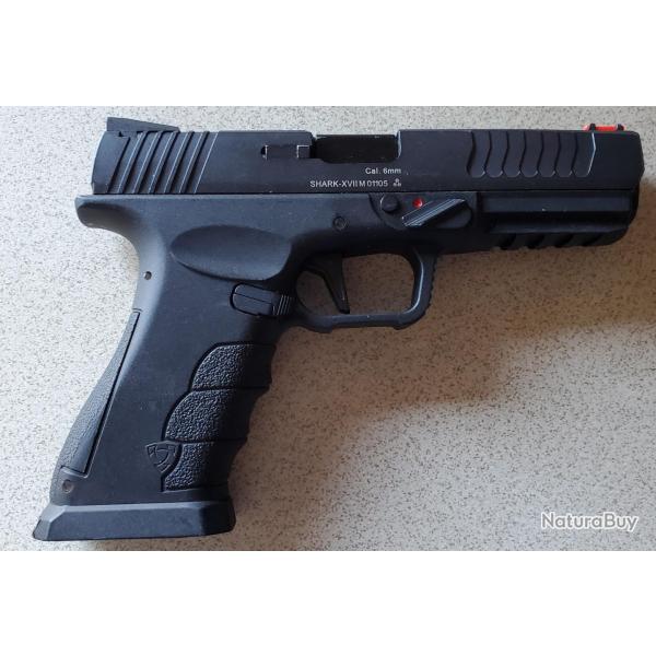 PA GBB gaz airsoft 6mm APS Shark Full Auto compatible chargeur G17 TBE