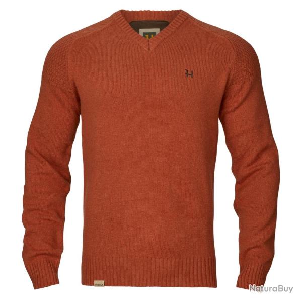 Pull en laine m�rinos Vincent Col en V Bombay Brown H�rkila Pull Vincent bombay