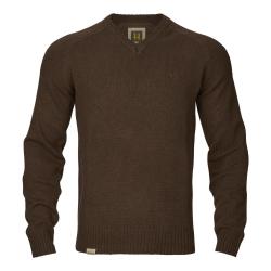 Pull en laine m&eacute;rinos Vincent Col en V Demitasse Brown H&auml;rkila Pull Vincent demitasse