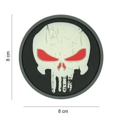 Patch 3D PVC Punisher Skull Red eye Phosphorescent (101 Inc)