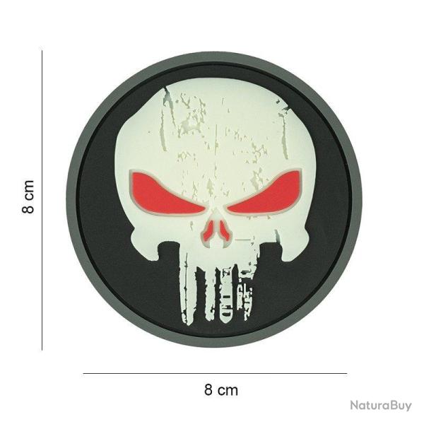 Patch 3D PVC Punisher Skull Red eye Phosphorescent (101 Inc)