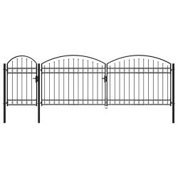 Portail de jardin Assen avec arc en acier noir 1,5&nbsp;x&nbsp;5&nbsp;m