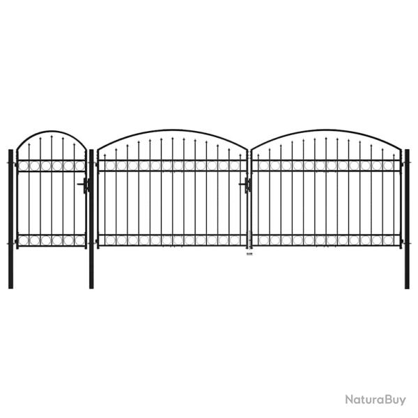 Portail de jardin Assen avec arc en acier noir 1,5�x�5�m