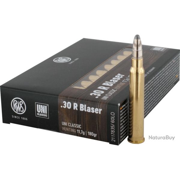 20 cartouches RWS 30 R BLASER UNI CLASSIC 181Gr