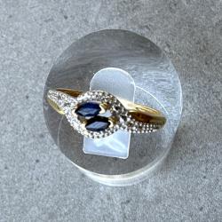 Bague en or massif 18 carats - saphirs - taille 53