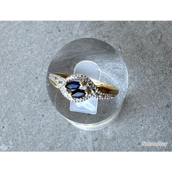 Bague en or massif 18 carats - saphirs - taille 53