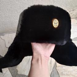 CHAPKA-OUCHANKA TAILLE 60 MARINE/ARM&Eacute;E DE TERRE RUSSE EN FOURRURE DE MOUTON NEUVE