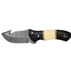 Op&eacute; 1� DAMAS - COUTEAU &Agrave; D&Eacute;PECER EN OS/CORNE NOIRE AVEC &Eacute;TUI lot 2