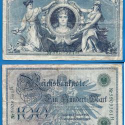 Allemagne 100 Mark 1908 Marks Reichsbanknote Billet